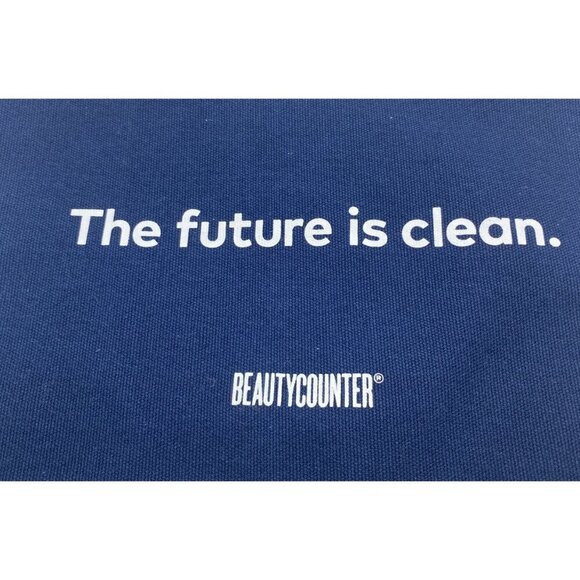 BEAUTYCOUNTER Canvas Bag Blue Zippered Makeup Cosmetic Clean Beauty Vacation - Picture 9 of 10